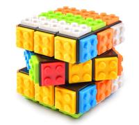 Speed Magic Cube 3x3,Build-on Brick Magic Cube 2-in-1 Brain Bricks and Teaser Puzzle Classic Toys Compatible with Lego for Kids Adults Boys Girls Gift, Black