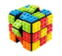 Speed Magic Cube 3x3,Puzzle Brain Teaser Magic Cube With Base and Bricks,2-in-1 Classic Toys for Kids Adults Boys Girls Gifts
