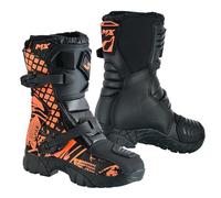 Speed MaxX Kids Black & Orange Real Leather Off - Road CE Approved Motorbike/Motocross/Motorcycle Cubs MX Sports Shoes Riding Boots