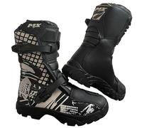 Speed MaxX Kids Black & Whtie Real Leather Off - Road Motorbike/Motocross/Motorcycle Cubs MX Sports Shoes/Boots (Black & White, UK Footwear Size System, Big Kid, Men, Numeric, Medium, 4)
