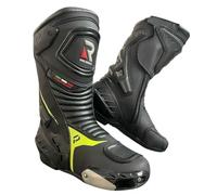 Speed MaxX Mens Black & Hiviz CE Motorbike/Motorcycle Racing Sports Long Leather Shoes Riding Boots