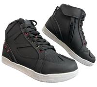 Speed MaxX Mens Black Leather Sneaker CE Motorbike Motorcycle Shoes Short Cafe Biker Boots