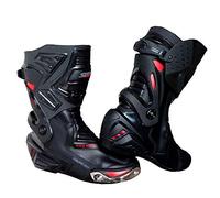 Speed MaxX MENS BLACK & RED CE APPROVED HEAVY DUTY MOTORBIKE/MOTORCYCLE/MOTOCROSS LONG RACING BOOTS SPORTS LEATHER SHOES