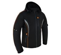 Speed MaxX Mens Black WaterProof Softshell Hoodie Removable Hood CE Armour Motorbike/Motorcycle Jacket (UK, Alpha, XXL, Regular, Regular)