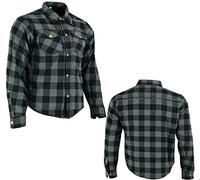 Speed MaxX MENS GREY/BLACK LUMBERJACK REINFORCED ARMOUR PROTECTION MOTORBIKE/MOTORCYCLE CHECK SHIRT (L)