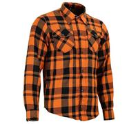 Speed MaxX Mens Orange/Black Lumberjack with Reinforced CE Armour Protection Motorbike/Motorcycle Check Shirt (UK, Alpha, XL, Regular, Regular, Orange/Black)