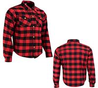 Speed MaxX MENS RED/BLACK LUMBERJACK REINFORCED ARMOUR PROTECTION MOTORBIKE/MOTORCYCLE CHECK SHIRT (M)
