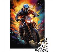 Speed Motorcycle 1000 Piece Jigsaw Puzzle Paper for Adults Racing Style Colorful Background Focus Relaxation Home Decor 52x38cm/1000pcs