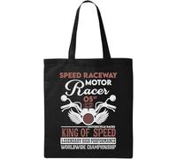 Speed Raceway Motor Racer King of Speed Natural Ecological Cotton Tote Bag Black