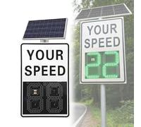 Speed Radar Sign - 20"x27"/24"x35", Solar Powered Radar Speed Limit Sign, Flashing LED Indicator, IP65 Waterproof with 656ft Detection, Reflective Aluminum Surface with Accessories