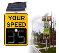 Speed Radar Sign, 24x35 Inch LED Speed Display with Remote Control, Solar Powered Feedback Sign for Traffic Safety