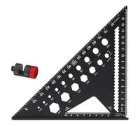 Speed Square, 2 Pack Triangle Ruler with 17 Types of Drill Holes 7in Aluminum Alloy Triangle Ruler Carpenters Square Aluminium Rafters Square Metric with Locator Aluminum Alloy Carpenters Tools
