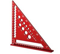 Speed Square, 7inch Metric Triangle Ruler, Triangle Ruler with 14 Types of Drill Holes, Aluminum Alloy Carpenters Tools, for Angle Measuring Marking (Red)
