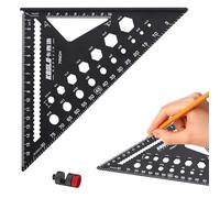 Speed Square 7inch Triangle Ruler Carpenters Squares Tool, Metric Aluminium Metal Set Square-Carpentry Triangle Ruler with Fixed Block, Multifunctional Woodworking Tools for Builders, Joiners