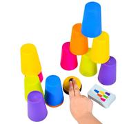 Speed Stacking Cups, 12PCS Quick Stacking Sport Training Games, Parent Child Interactive Stackings Cup Game with 1 Bell & 50 Cards, Family Party Speed Stackings Cup Game Set, for Kids Adults