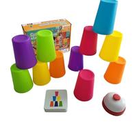 Speed Stacking Cups Game | Sport Stacking Cup Battle | Quick Cup Stack Reaction Training Board Games with Bell & Cards | Activity Stack Cups Hand Speed Challenge Party Games for Kids Adults