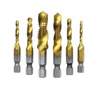 Speed Steel Tap Drill Bit Set Shank Composite Tap Set (6pcs) for Tapping Thread in Various Materials M3M10 Metal Drill Bit Machine Tapping Tool Accurate Thread Shank