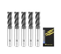 SPEED TIGER ISE Carbide Square End Mill - Micro Grain Carbide End Mill for Alloy Steels/Hardened Steels - 4 Flute - ISE1/4"4T - Made in Taiwan (5 Pieces, 1/4")