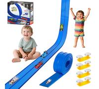 Speed Track for Cars, 5M Flexible Car Track Speed Race Track for Toy Cars with 4 Diecast Cars & Monster Trucks and Flexible DIY Trucks Suction Cup Birthday Gifts for 3 4 5 6 7 8 Year Boys Girls (Blue)