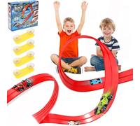 Speed Track for Toy Cars, 4M Flexible Car Track Play Set with 4 Diecast Car Toys for Racing and Flexible DIY Trucks Suction Cup Speed Track Presents for 3 4 5 6 Year Old Boys Girls