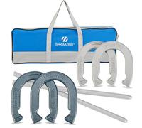 SpeedArmis Horseshoes Outside Game Set - Universal Size Lawn Horseshoe Outdoor Games for Parties Beach Backyard, Includes 4 Horse Shoes, 2 Steel Stakes and Long-Lasting Carrying Bag