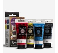 Speedball Block Printing Ink Set of 4 Colours, Black/Red/Blue/Yellow, 37cc, For Art & Craft, Printing, Printmaking, Artists, Beginner, Professional, Adults, Older Children Kids, Gift, Set