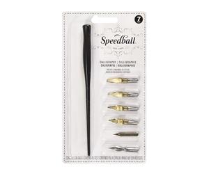 Speedball Calligraphy Pen Set - 1 Penholder w/ 4 Nibs, 2 Pen Tips