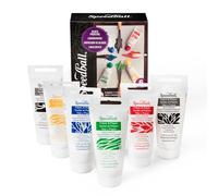 Speedball Fabric And Paper Block Printing Ink Set, 6x 37cc 1.25oz Tubes, Blue, Yellow, Green, White, Black, Fabric Block Printing Ink Opaque White, Fabric Printmaking Ink, No Heat Set, Touch Dry