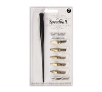 Speedball Left-Handed Pen Set, 1 Pen Holder, 6 Pen Nib Tips, For Ink Lettering, Italic, Roman Gothic Alphabet Writing, Line Drawing, Scroll, Script Writing Pens, Accessories Supplies
