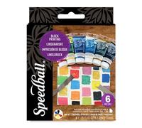 Speedball Water-Soluble Block Printing Ink Starter Set, 6 Bold Colors with Satiny Finish, 1.25-Ounce Tubes