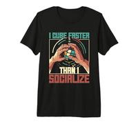 Speedcubing I Cube Faster Than I Socialize Premium T-Shirt