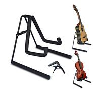 Speedee Music Foldable Ukulele Stand with Capo - Lightweight, Metal Body, Padded Arms, Anti-Slippery Base - A-Frame Stand for Ukulele, Mini Guitar, Banjo, Mandolin, Violin