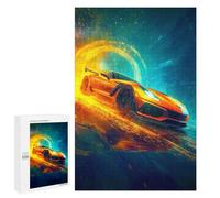 Speeding Sports Car in Flames Puzzle 1000 Teile Schwer Puzzle Spielzeug Lernspiel Impossible Herausforderungsspielzeug Für Erwachsene Kinder 1000 PCS