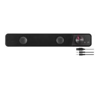 Speedlink BRIO Stereo Soundbar - for computer, excellent audio quality, 12 watt, compact design, 2x 3.5mm jack plug connection + USB-A plug, volume control, headphone and microphone socket, black