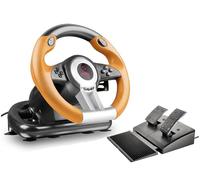 Speedlink DRIFT O.Z. Racing Wheel - USB Gaming Steering Wheel for PC, compatible with Windows operating systems from XP, pedals for accelerator and brake, gaming/computer/notebook/laptop, black-orange