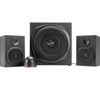 Speedlink GRAVITY LT PC speaker 2.1 sound system Bluetooth - with wooden subwoofer, active speaker system 80 watts, 3.5mm jack AUX, RGB desktop remote control, black
