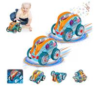 Speedlite Dynamic Gear Powered Toy Car With LED Lights & Sounds, 360° Rotating Children's Light Up Toys, Bump and Go With Colorful Moving Gears, Gifts for Boys Age 1-3