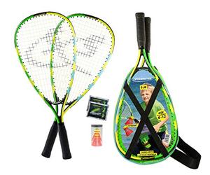 Speedminton SJR Set Speedminton Junior Set - Original Speed Badminton/ Crossminton Children's Set Includes 2 Kids Rackets, 2 Fun Speeder and Bag. - two colors y, one size fit all