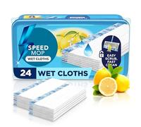 Speedmop Wet Wipes for Cleaning Floors - 24 Disposable, Antibacterial Wipes - Effective Floor Cleaner & Dust Magnet Refills - Easy-to-Use & Durable Mop Refill Pads (Lemon)