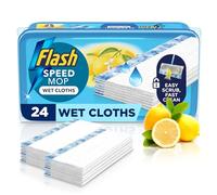 Speedmop Wet Wipes for Cleaning Floors - 24 Disposable, Antibacterial Wipes - Fresh Lemon Anti-Bac Fragrance - Effective Floor Cleaner & Dust Magnet Refills - Easy-to-Use & Durable Mop Refill Pads