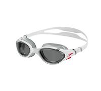 Speedo Unisex Biofuse 2.0 SwiMing Goggles | Patented Easy Adjustment | Anti-fog | Anti-leak | Enhanced Fit | Improved Comfort, White/Red/Light Smoke, One Size
