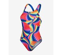Speedo Allover Digital Leaderback Swimsuit Multicolor UK 30 Women