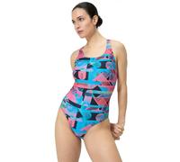 Speedo Allover Digital Powerback Swimsuit - Red/Blue - UK Size 36