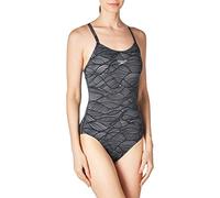 Speedo Allover Fixed Crossback Swimsuit - Black/USA Charcoal - Size 36