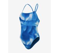 Speedo Allover Tie-Back One Piece Swimsuit blue white women - 26