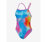 Speedo Allover Vback One Piece Swimsuit blue pink orange Women - 36