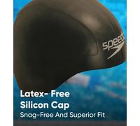 SPEEDO AQUA V RACING SWIMMING CAP BLACK SILICONE COMPETITION UNISEX FREE P&P