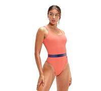 Speedo Belted Deep U-Back Swimsuit - Orange/Purple - Size 38