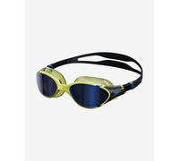 Speedo Biofuse 2.0 Swimming Goggles Black Greenish Yellow with Navy Blue Mirrored Lenses