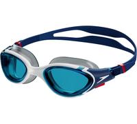 Speedo Unisex Biofuse 2.0 SwiMing Goggles | Patented Easy Adjustment | Anti-fog | Anti-leak | Enhanced Fit | Improved Comfort, AMonite Blue/White/Red/Blue, One Size
